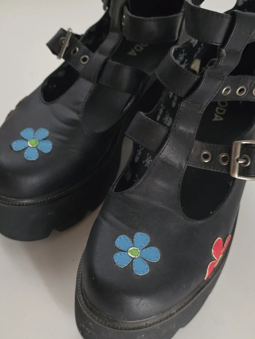 LA MODA Flower Platform Mary Janes Goth Punk Y2K Chunky Shoes Size 10